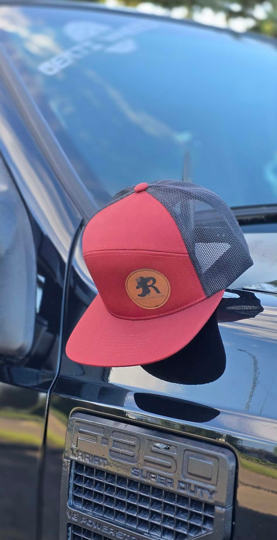 The Burgundy Leather Patch Rebel Cowgirl Flat Brim Cap
