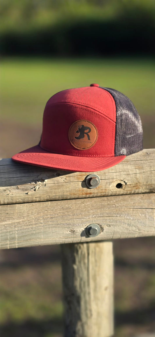The Burgundy Leather Patch Rebel Cowgirl Flat Brim Cap